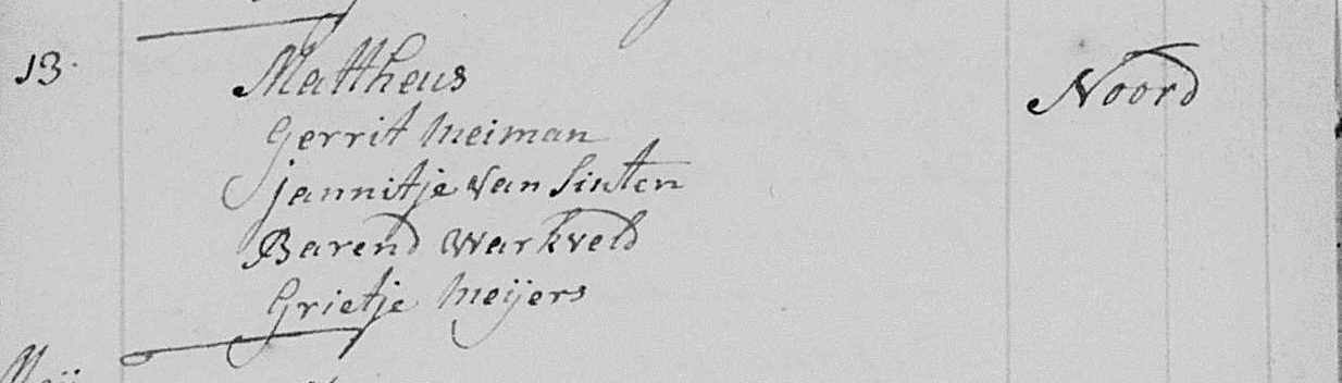 Mattheus Meijman 1761 doopboek