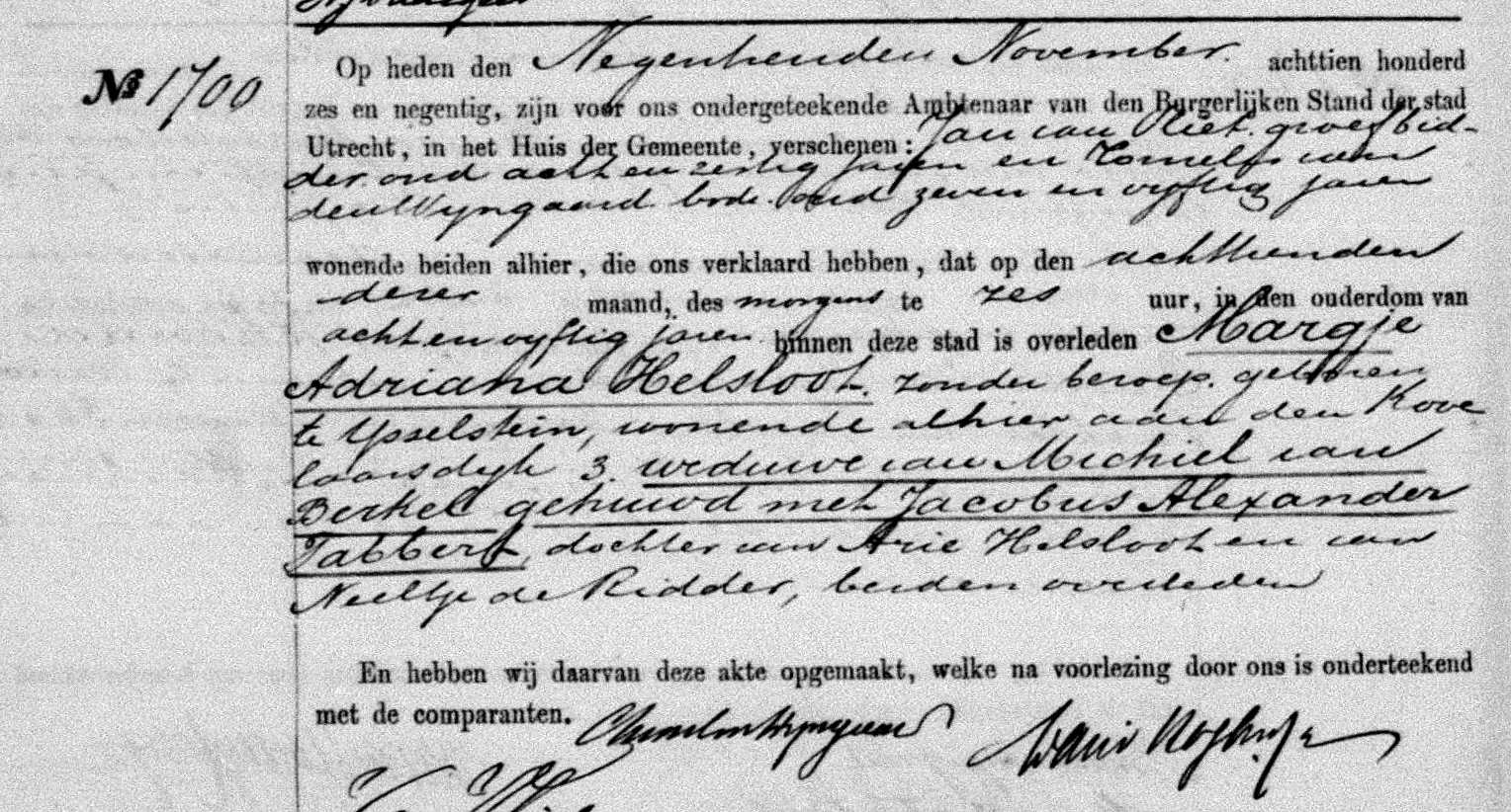 Merretje Adriana Helsloot 1839 overlijdensakte