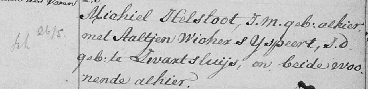 Michael Helsloot 1759 x Aaltjen Wieger IJspeert ondertrouwboek
