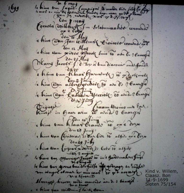 n.n. Bon ca1699 begraafboek