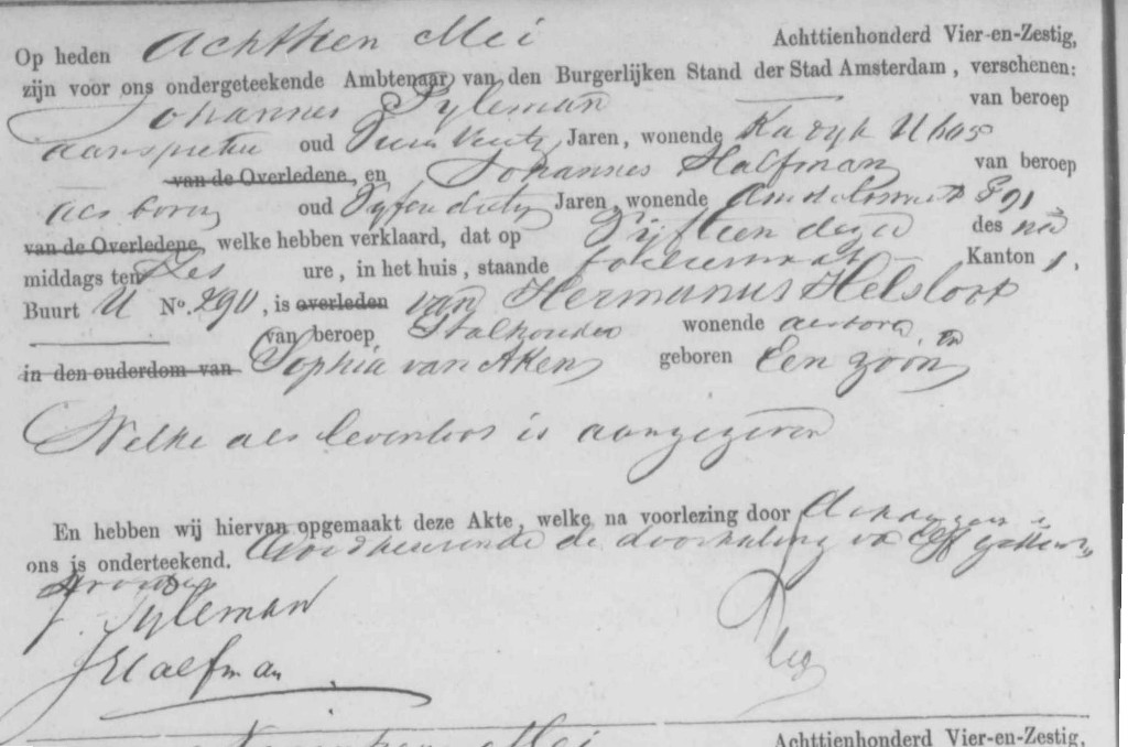 n.n. Helsloot 1864 overlijdensakte