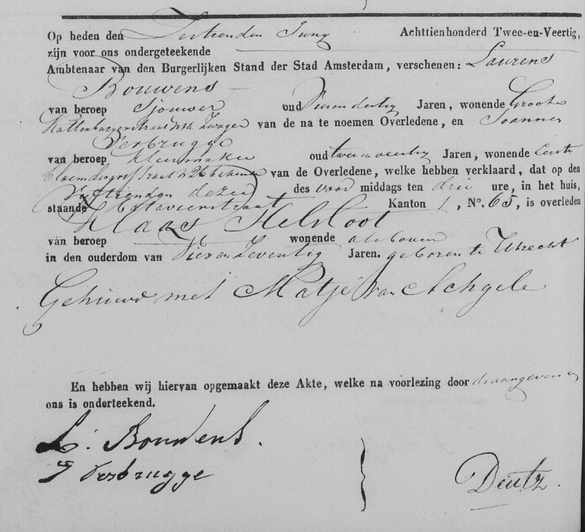 Nicolaas Helsloot 1767 overlijdensakte