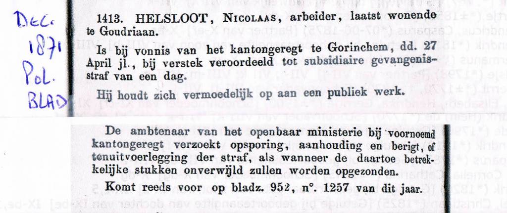 Nicolaas Helsloot 1845 Politieblad 1871 II