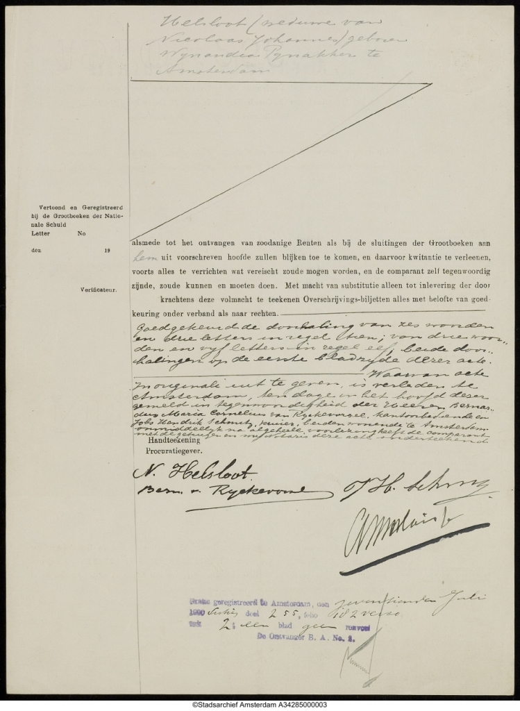 Nicolaas Helsloot 1865 overschrijving staatsobligaties III