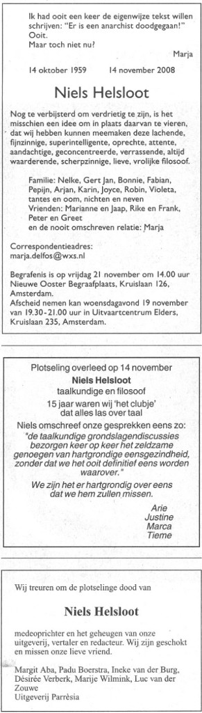 Nicolaas Helsloot 1959 overlijdensadvertentie