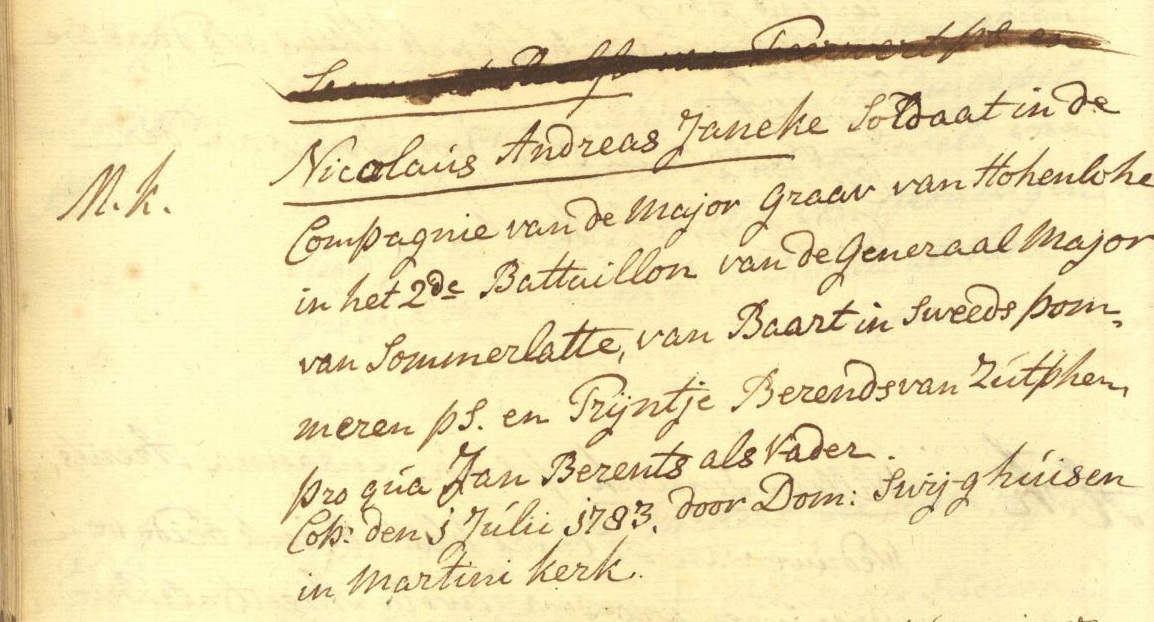 Nicolaus Andreas Janeke x Trijntje Gerrits Berends ondertrouwboek