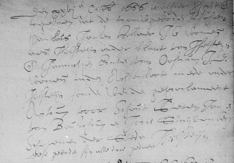 Paulus Jansz Hollaer x Jannichje Eersten van Oostrum ondertrouwboek