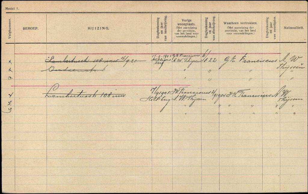 Petronella van der Torre 1899 gezinskaart II