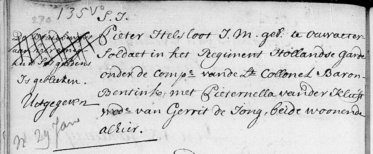 Petrus Helsloot 1716 ondertrouwakte