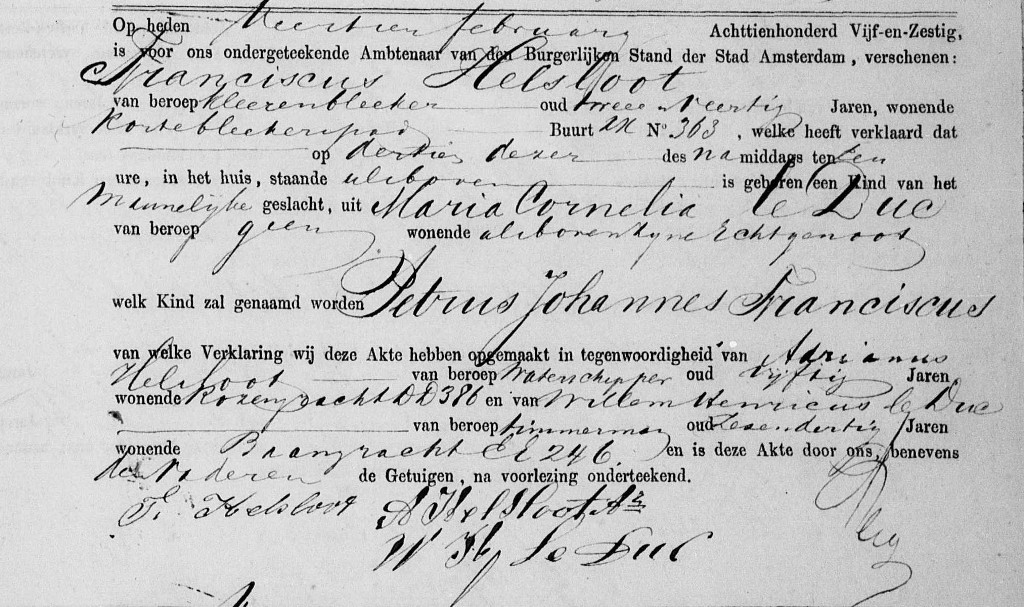 Petrus Johannes Franciscus Helsloot 1865 geboorteakte