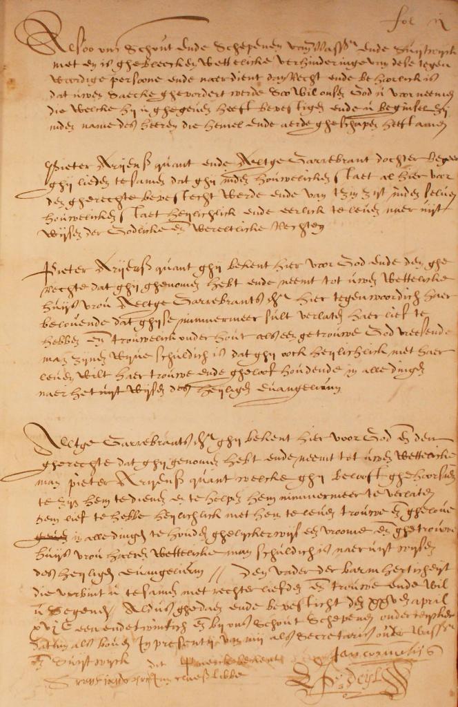 Pieter Ariensz Quant van Wouw huwelijksakte