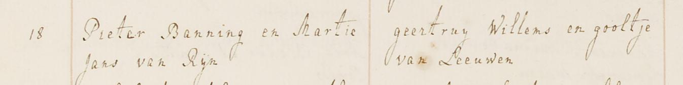 Pieter Banning x Martie Jans van Rijn huwelijksregister