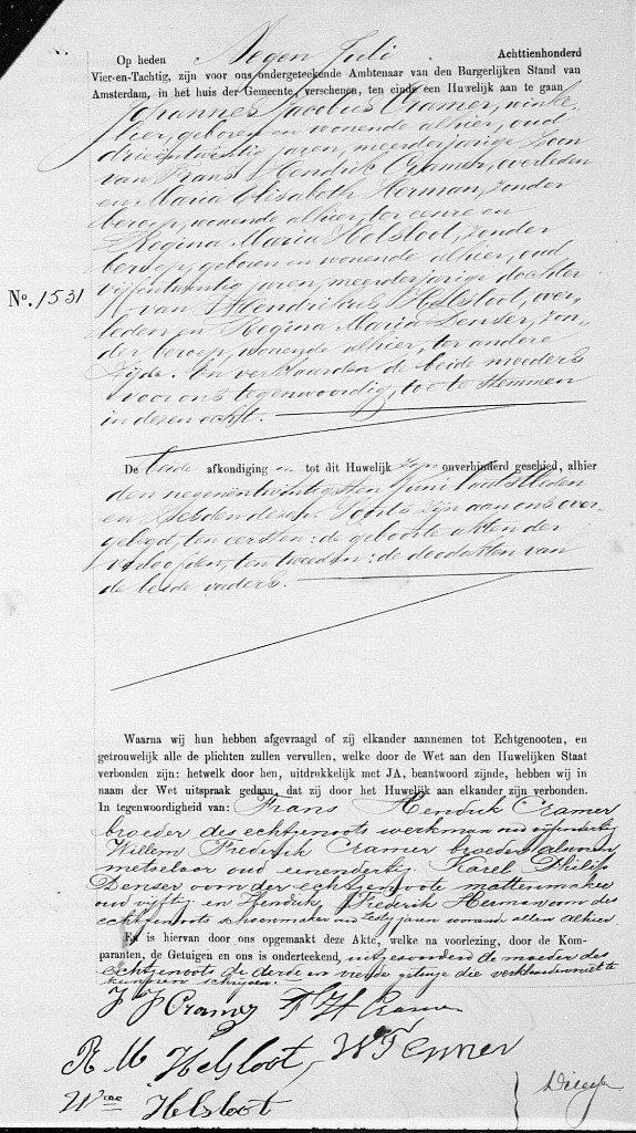 Regina Maria Helsloot 1859 huwelijksakte