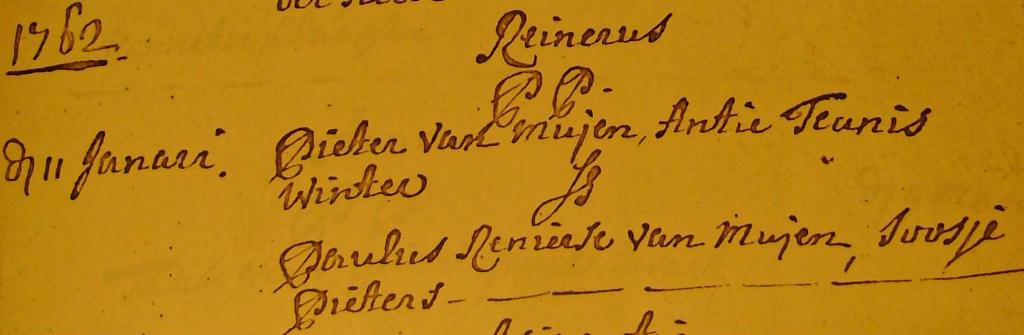 Reinerus van Muijen 1762 doopboek