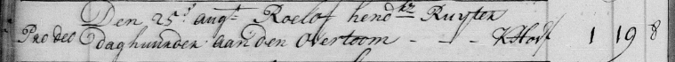 Roelof Hendriksz de Ruijter begraafboek