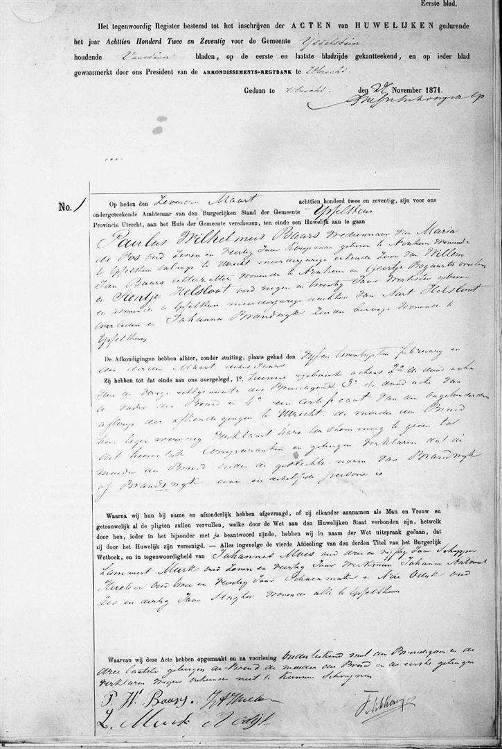 Sientje Helsloot 1843 huwelijksakte