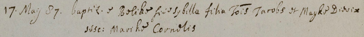 Sijbilla Helsloot 1687 doopboek
