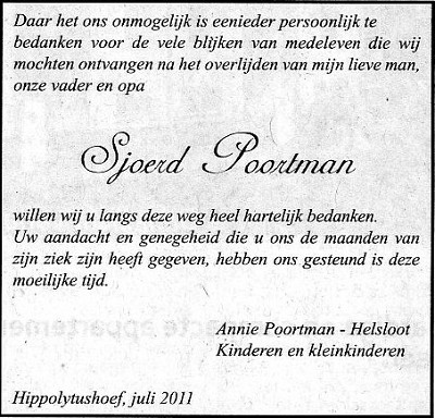 Sjoerd Poortman overlijdensadvertentie II