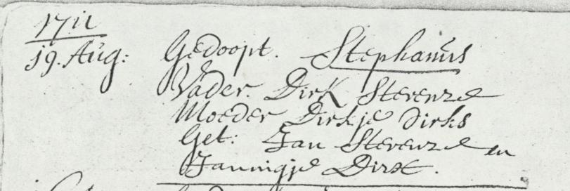 Stephanus van der Torre 1711 doopboek