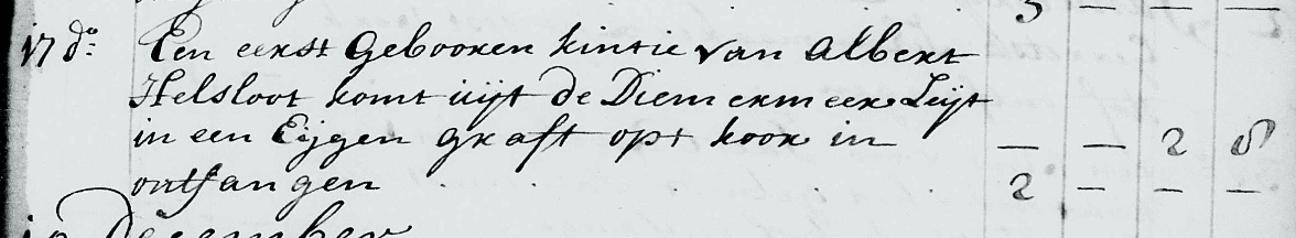 Stoffel Helsloot 1728 begraafboek Diemen
