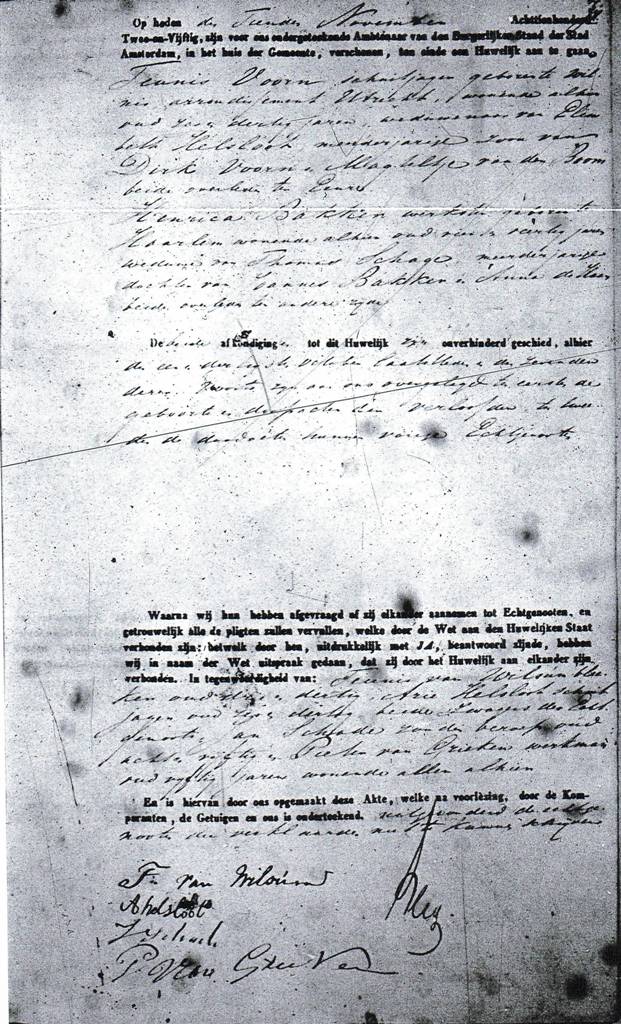 Teunis Voorn huwelijksakte 1852