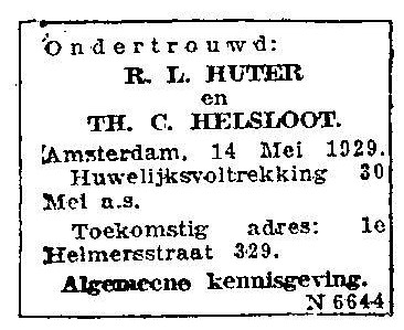 Theodora Cornelia Helsloot 1893 ondertrouwadvertentie