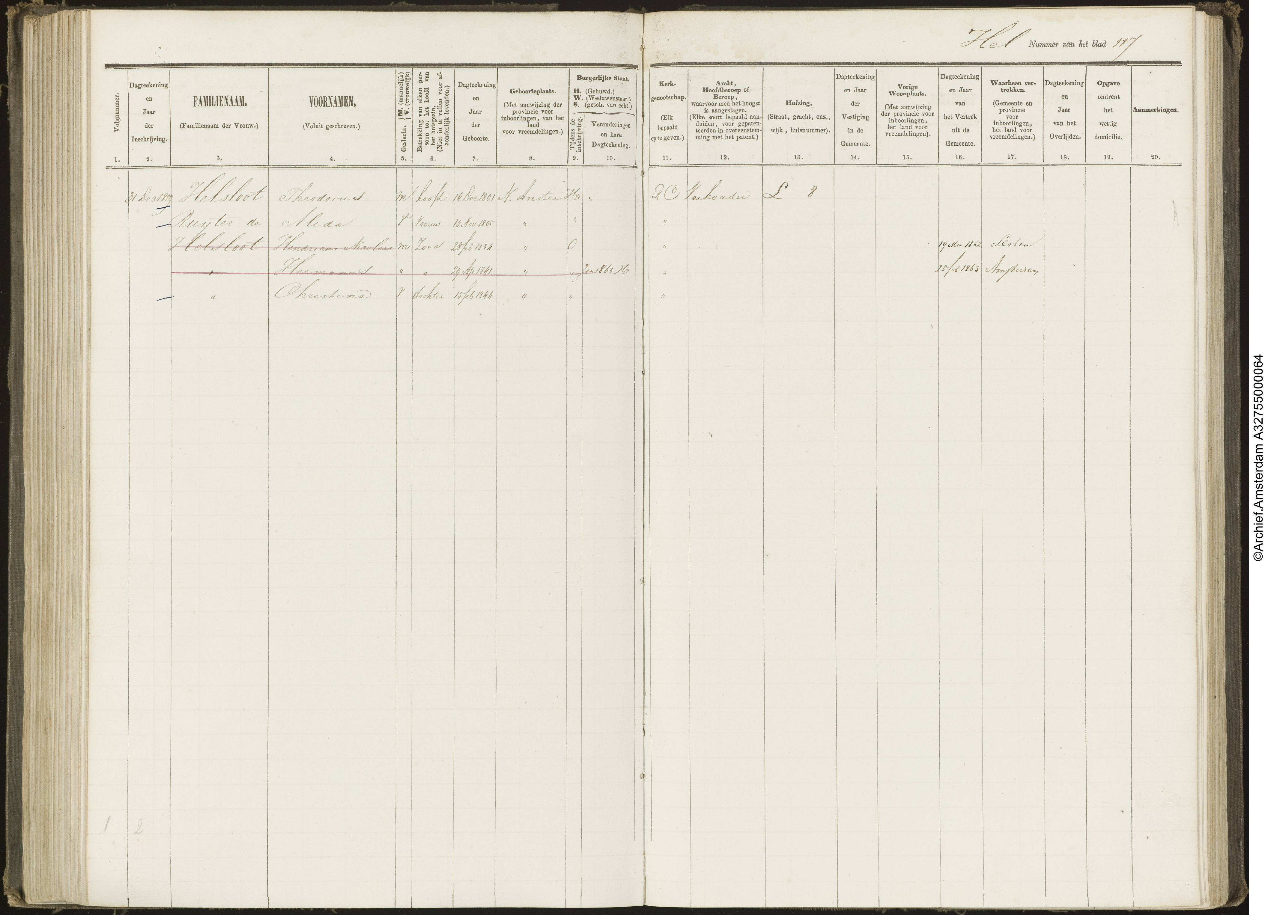 Theodorus Helsloot 1801 bevolkingsregister II
