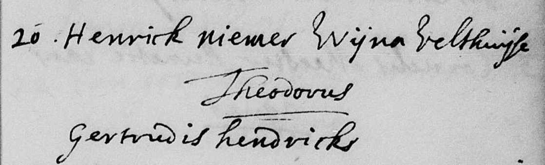 Theodorus Niemer 1700  doopboek