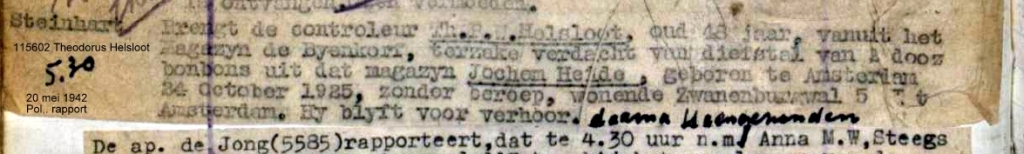 Theodorus Petrus Wilhelmus Helsloot 1893 politierapport 20 mei 1942