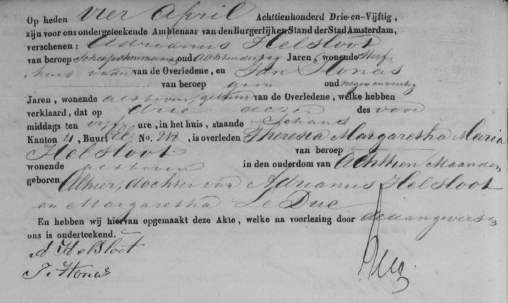 Theresia Margaretha Maria Helsloot 1851 overlijdensakte