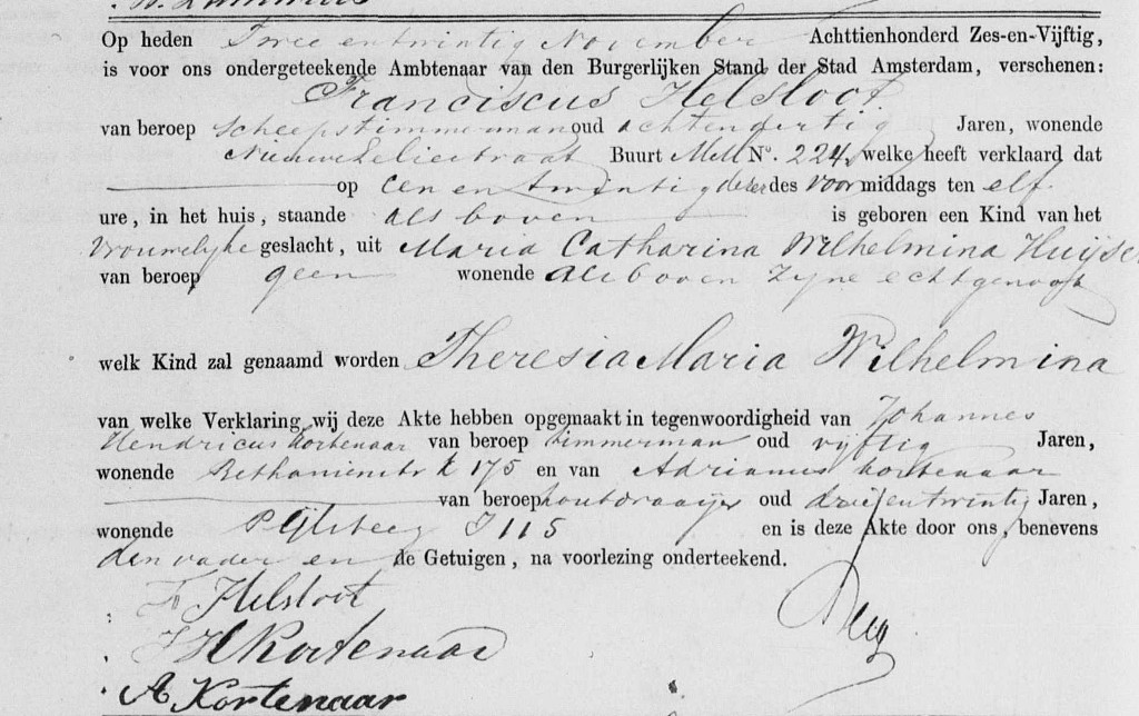 Theresia Margaretha Wilhelmina Helsloot 1856 geboorteakte