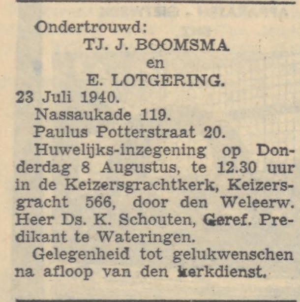 Tjeerd Jan Boomsma x Evertje Lotgering ondertrouwadvertentie