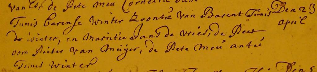 Tunis Barense de Winter doopboek