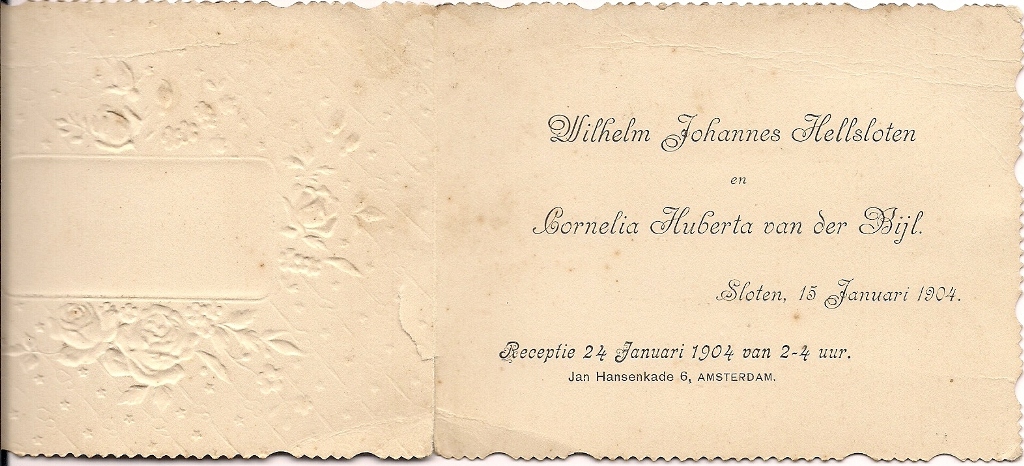 Wilhelm Johannes Hellsloten 1881 trouwkaart