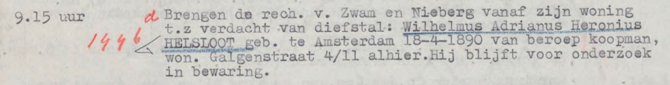 Wilhelmus Adrianus Hironymus Helsloot 1890 politierapport 15 juli 1944