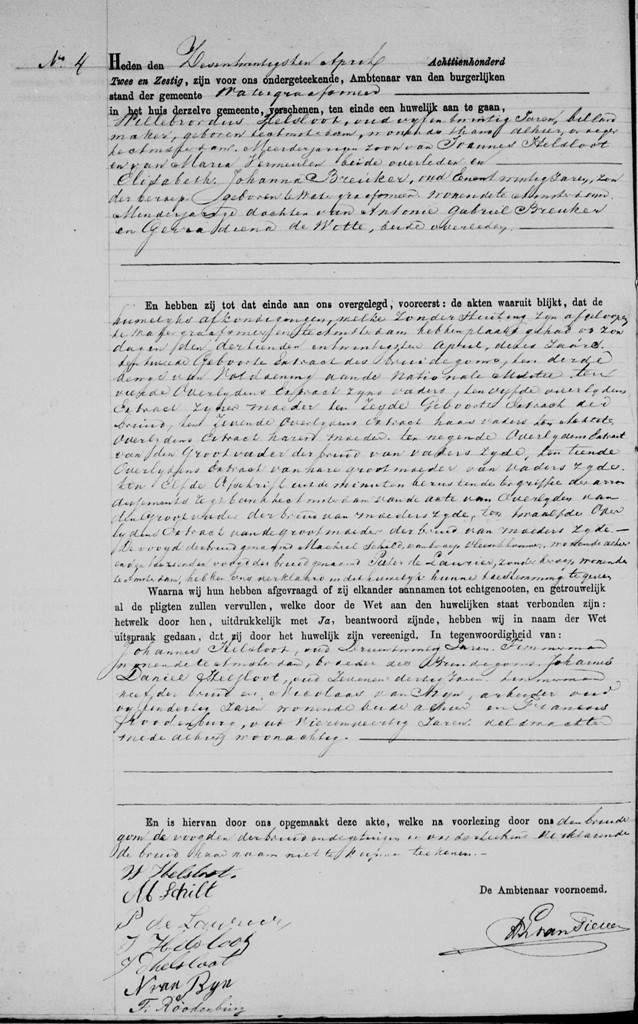 Willebrordus Helsloot 1836 huwelijksakte 1862
