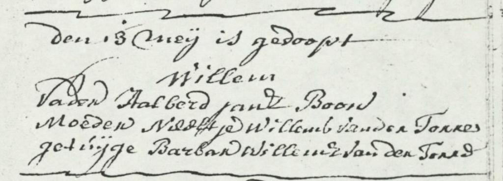 Willem Boon 1725 doopboek