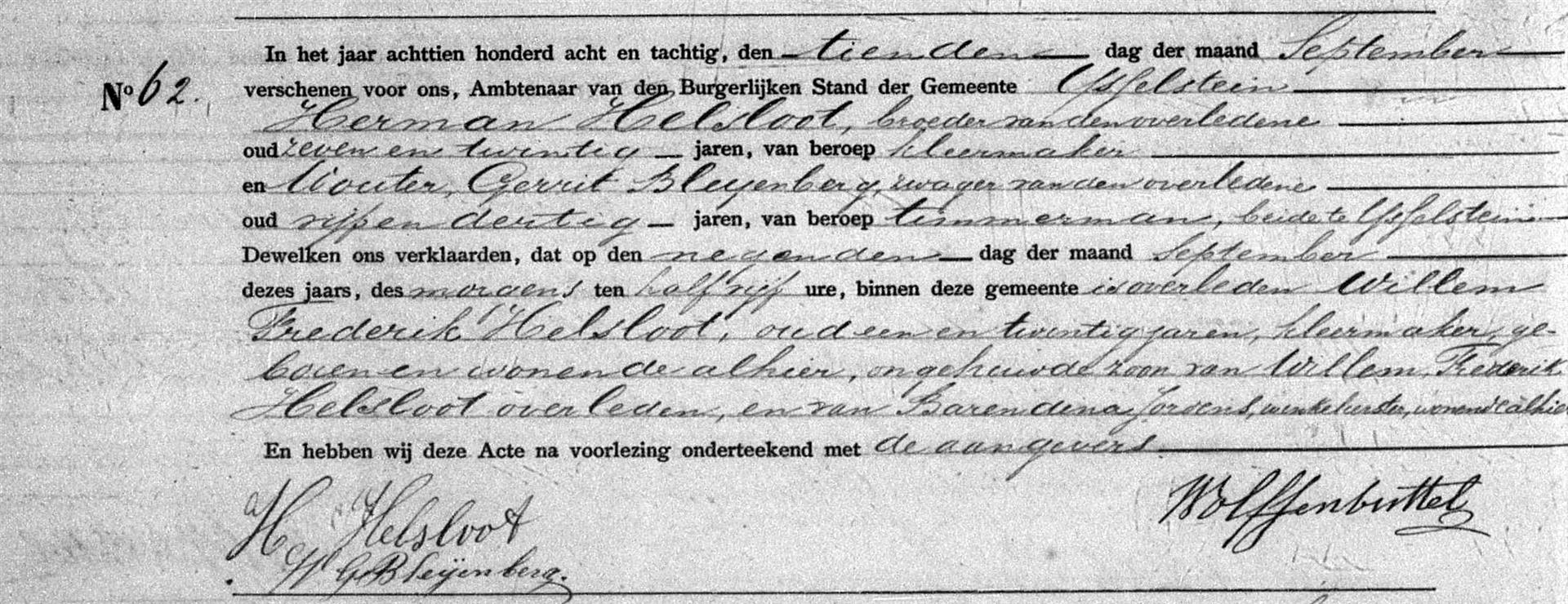 Willem Frederik Helsloot 1867 overlijdensakte