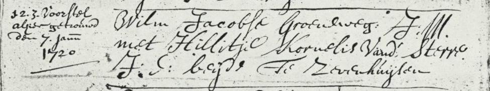 Willem Jacobsz Groeneweg x Hilletje Cornelisdr van der Starre trouwboek