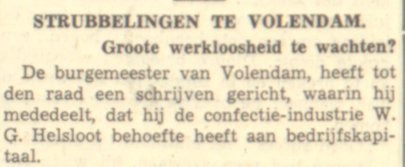 Willem Joseph Helsloot 1878 behoefte bedrijfskapitaal ; Alkmaarsche Courant, 21-8-1936