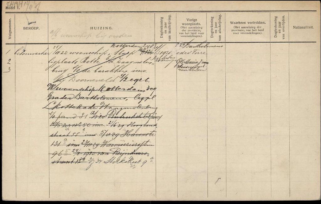 Willem van der Torre 1907 gezinskaart II