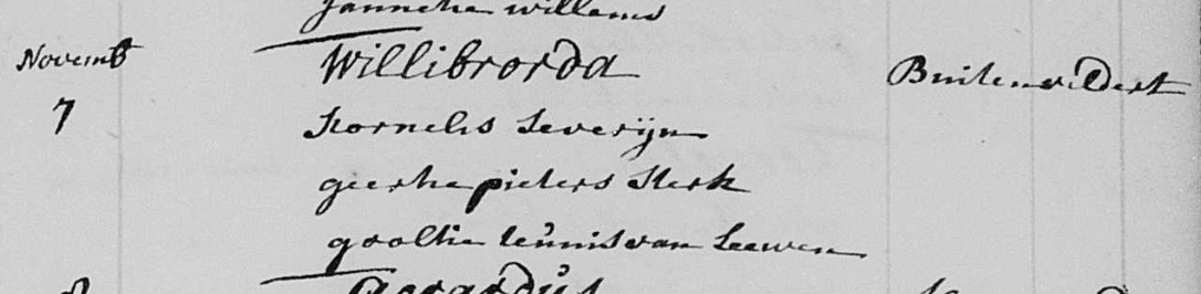 Willibrorda Cornelisze Zwezerijn doopboek