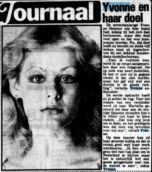 Yvonne Suzette Helsloot 1960 ; De Telegraaf 11-11-1977